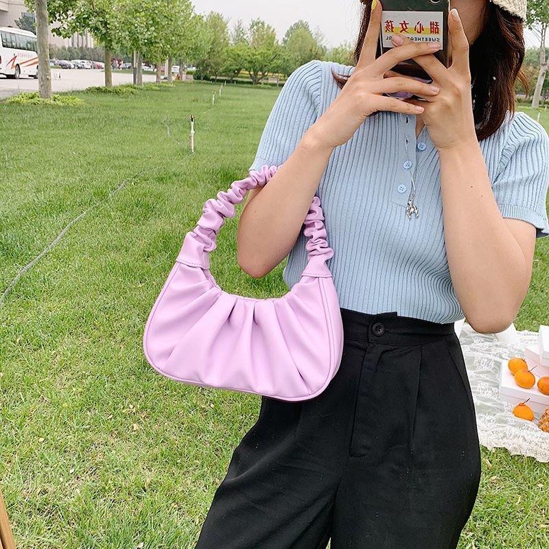 Sac à main femme eprolo, sac bandoulière plissé et coloré en bonbon, petit sac porté épaule et pochette.