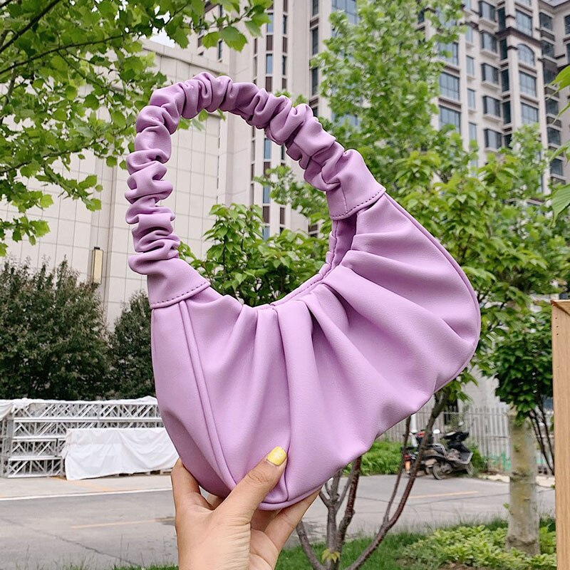 Sac cabas pour femme eprolo en coloris candy, sac à main plissé, petit sac d'épaule avec poignées sous le bras.