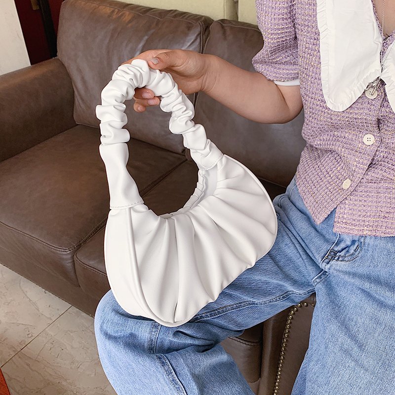 Sac cabas pour femmes eprolo en couleur candy, petit sac à main plissé avec bandoulière et poches sous le bras.