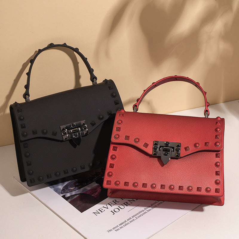 Sac à main en PVC pour femmes eprolo, sac à main coloré avec rivets en diamant, porté à la main ou en diagonal.
