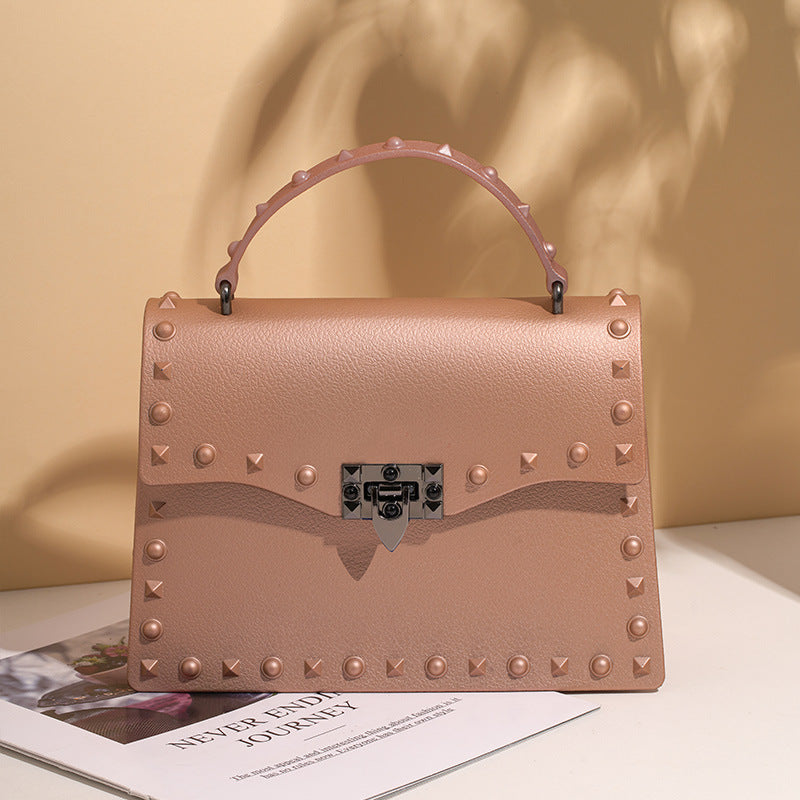Sac à main en PVC pour femmes eprolo, sac coloré avec rivets en diamant, porté à la main ou en bandoulière.