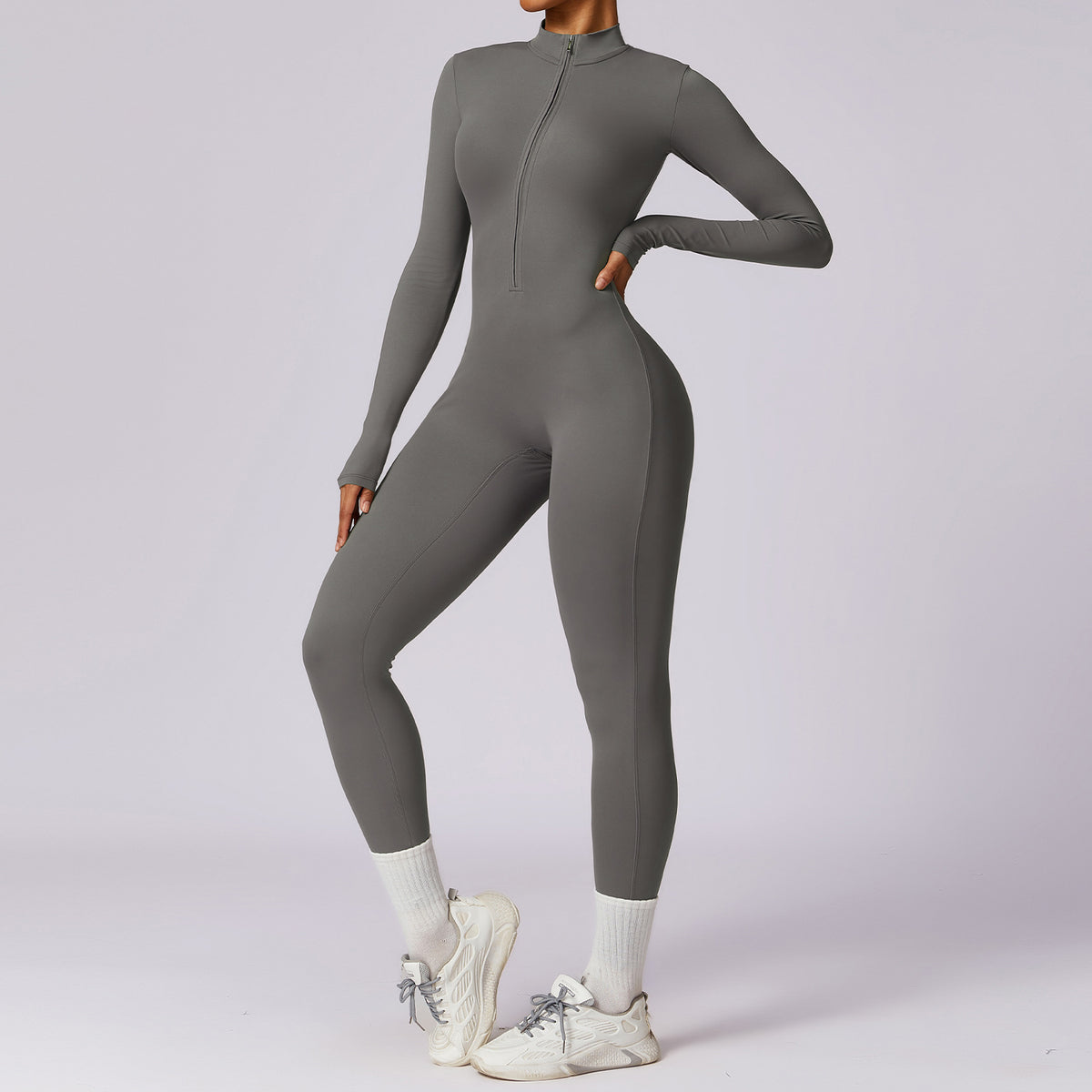 Combinaison de yoga nude à manches longues de sport eprolo, ajustée, pour fitness intense et entraînements.