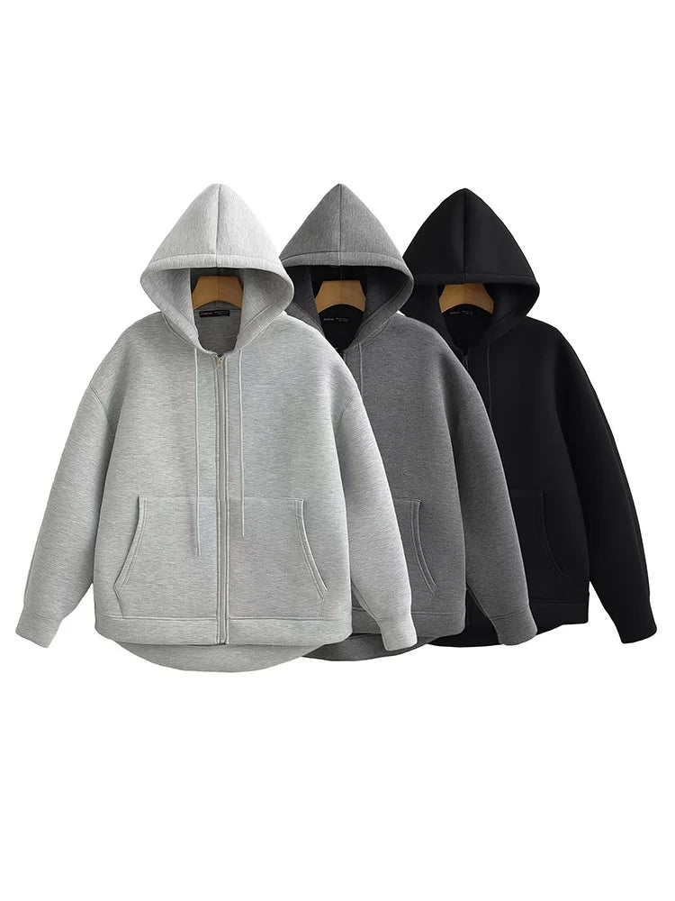 Women’s Casual Solid Zipper Hoodie - HCDSHOP 