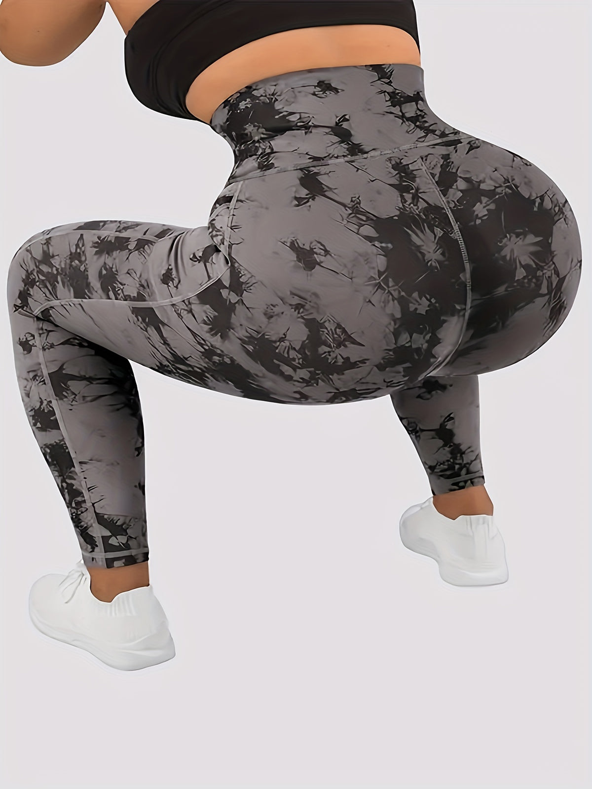 Leggings de yoga pour femmes Dropshipman avec motif tie-dye, taille haute, poches, contrôle du ventre et boutons, ajustement sexy.